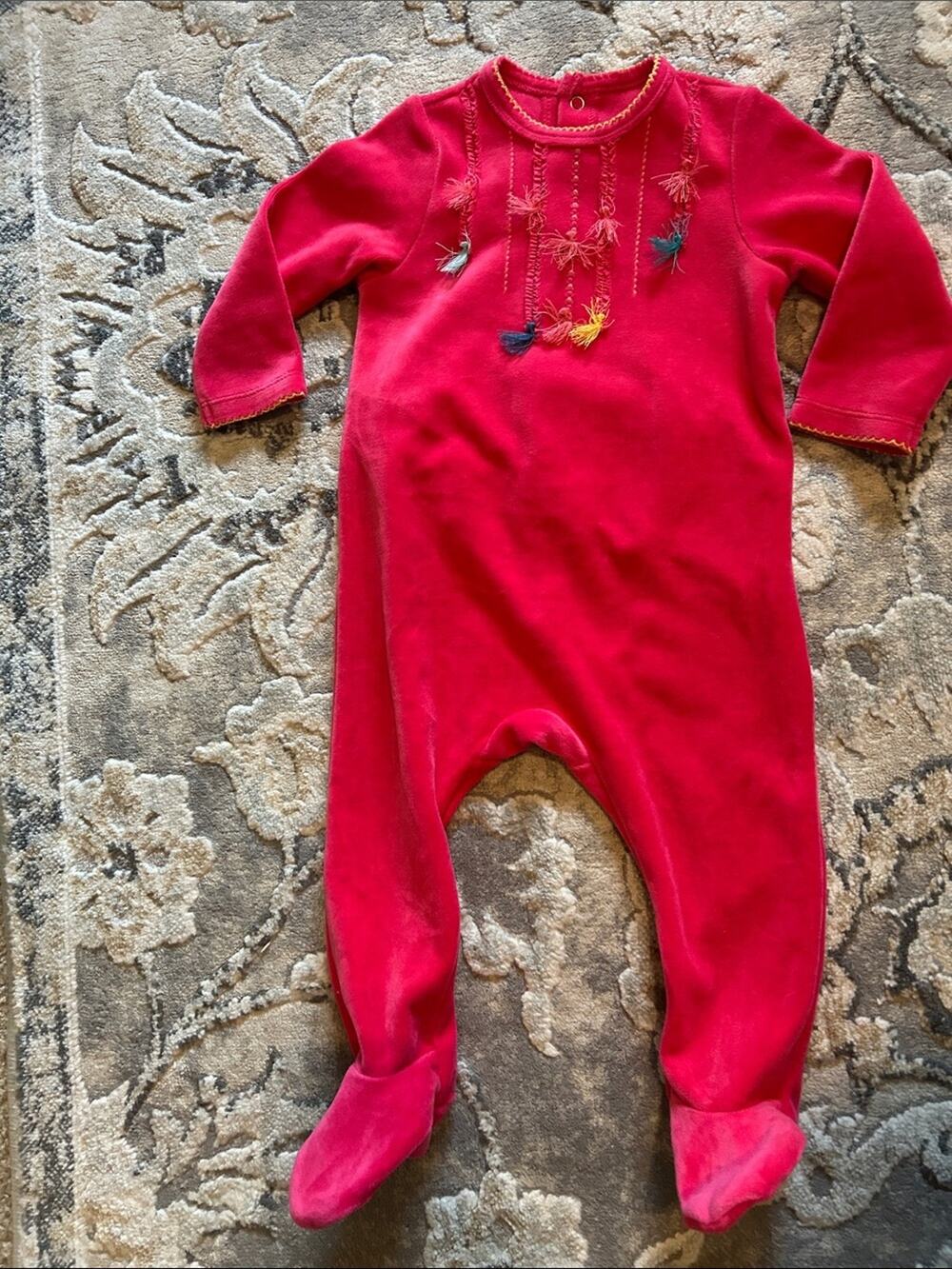 NWOT Catimini Hot Pink Embroidered Baby One-Piece Footed Pajamas